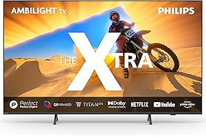 Philips Ambilight The Xtra 55PML9009 4K Quantum Dot MiniLED Smart TV - 55-Zoll Display mit P5 Perfect Picture Engine Ultra HD, Titan OS, Dolby Vision und Dolby Atmos Sound - Anthrazitgrau