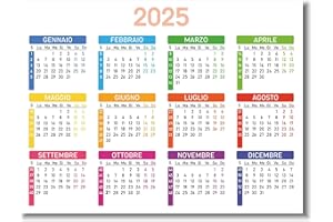 NOMBRETINAS ETIQUETAS QUE HACEN LA DIFERENCIA Calendario 2025 Nevera con Imán | Tamaño 20 x 15 cm | Planificador Anual Colorido con Semanas Numeradas | Organizador de Tareas, Vacaciones y Eventos | (2025, Italiano)
