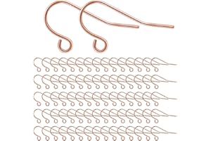 MengH-SHOP Earring Hooks 925 Silver Plated Ear Wires Fish Hook Earring for DIY Jewelry Customize Making 300 Pcs, Rose Gold