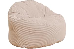 Bananair - Pouf Salon Chambre en Velours Côtelé, Fabriqué en France - Fauteuil Pouf Poire XXL avec Remplissage en Mousse - 100% Confort & Douceur - Idéal pour Adulte, Ado (100 cm, Blanc Cassé)