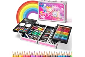 WEEKSUN 145 Pieces Art Set in Castle Theme, Drawing Kit with Crayons, Oil Pastels, Colored Pencils, Sketch Pencils, Watercolor Cake, etc, Art Supplies Gift for Kids Teens Adults Artists