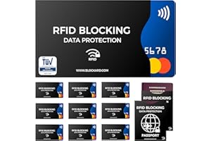 Protective Cases for Credit Cards, TÜV Approved RFID Blocking NFC, Identity Cards, Debit Cards, Passport, Bank Cards, 100 % Protection Against Unauthorised Reading, Credit Card RFID Blocker, 12 Pieces