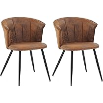 Chaise simili cuir brun clair vintage et pieds acier noir Kela | Leroy