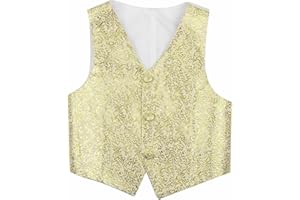 iiniim Boys V-neck Tuxedo Suit Formal Vest Satin Floral Dress Waistcoat Page Boy Outfit Christening Tops Coat