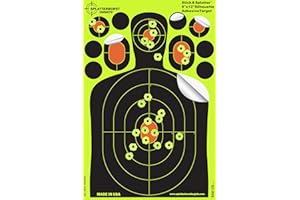 Pack of 25-20.3cm x 30.5cm Silhouette Stick & Splatter Splatterburst targets - Shots Burst on Impact Bright Yellow - Perfect All Rifles, Pistols, air Rifles, Airsoft