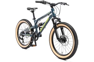BIKESTAR VTT Vélo Tout Terrain Tout Suspendu pour Enfants de 6 Ans | Bicyclette 20 Pouces 7 Vitesses Shimano, Freins Disque