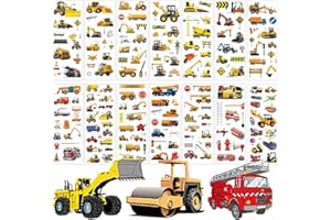 SUNYOVIME 3D Aufkleber Kinder,14 Blätter Auto Bagger Sticker für kinder & Kleinkinder, Geschwolle 3D Fahrzeug Traktor Stickers Set für Kinder Belohnungssticker Party Kindergeburtstag Gastgeschenke Mitgebsel