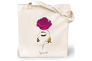 Loxato Tote Bag Femme - Sac Cabas Femme Original - Tote Bag Coton 100% Grand Tote Bag 35 x 42 x 8 cm - Sac Fourre Tout Femme en Toile
