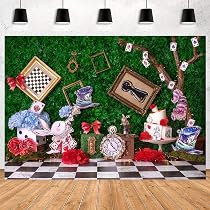Wonderland Fotohintergrund – Grüne Blätter, Rosen, Magischer Hut, 1,8 X 2,4 M, Vinyl