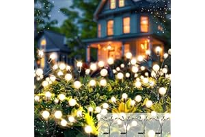 Kizozo Lot de 4 lampes solaires pour extérieur, lucioles avec 8 LED, lampes solaires de jardin étanches IP65, lampes solaires pour extérieur, lampes solaires de jardin, balcon, décoration de jardin
