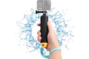 ELITECRAN Impugnatura Galleggiante, Action Camera Impugnatura Impermeabile, Maniglia Subacquea Portatile, Bastone Selfie Galleggiante con Cinturino da Polso, Monopiede Galleggiante per Fotocamera (Giallo)