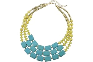 Bocar Personalized Big Statement Turquoise Chunky Necklace for Women Gifts (NK-10268-yellow Turquoise)