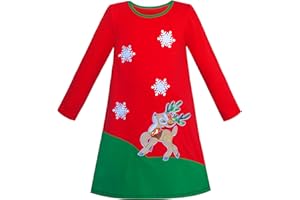 SUNNY FASHION Dziewczęca Sukienka Długi rękaw Boże Narodzenie Bałwan Święto Przyjęcie 5-12 lat