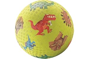 Crocodile Creek Small Rubber Playground Ball 7” Size - For Kids 3 Years and Up - Ships Inflated & PVC-Free - Durable Design for Indoor, Outdoor Games and Active Sports - Dinosaur Green
