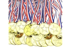 HOMURY Lot de 100 médailles d'or pour Enfants - Médailles d'or gagnantes - Médailles d'or gagnantes - Médailles gagnantes - Médailles d'or gagnantes - Médailles de gagnants pour Les Enfants -