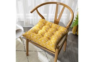 CHICKWING Chair Pads with Ties for Dinning Chair Pack of 2, Chickwin Comfortable Seat Pads NonSlip Outdoor Indoor Garden Kitchen Living Room Patio Office Chair Cushion (Yellow,50x50cm)