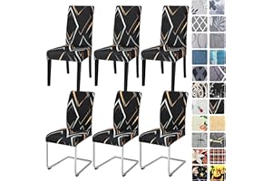 Alishomtll Lot de 4/6 housses de chaise extensibles pour chaise basculante - Élastiques - Amovibles et lavables - Pour cuisine, restaurant, hôtel, banquet (ligne rhombique, 6 pièces)