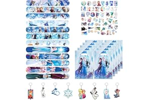 OIRIGAGA Mitgebsel Kindergeburtstag Set, 80pcs Eiskönigin Geburtstag Mitbringsel Gastgeschenke mit Geschenktüten Schnapparmbänder Schlüsselanhänger Aufkleber, Kinder Party Kleine Geschenke Give Aways Mädchen