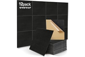 XISONO 12 Stück Akustik Panel,Akustikplatten Selbstkleben,Schallschutzplatten Akustikpaneele Wand für Tonstudio, Büro,Studio Wanddekoration und Akustische Behandlung, Schwarz（30x30x1cm）