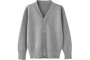 BINIDUCKLING BUNIDUCKLING Mädchen Langarm Strickjacke mit Knöpfen - Baumwolle - V-Ausschnitt Kinder Cardigan Schuluniform 90-160