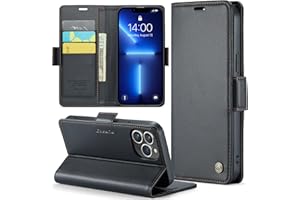 Phernykas Handyhülle für iPhone 13 Pro Hülle Leder,Magnetische Klapphülle mit kartenfach und Standfunktion Smartphone Schutzhülle Lederhülle iPhone 13 Pro Flip Book Case (Schwarz)