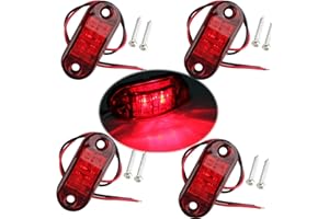 Futheda 4 pcs Rouge IP65 12 V/24 V Ovale LED latérales Feux de gabarit Avant Feux arrière Lampes Universel Indicateur de Position pour Camion remorque Van Caravan Camion de Voiture Bus Bateaux