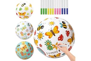 JOY SPOT! DIY Design Your Own Beach Balls (3 Pack) -16" Inflatable Beach Balls with 12 Waterproof Markers, Kids Art Supplies for Summer Crafts, Pool Party Favors, Creative STEM Activity for Ages 3+