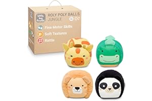 Little Big Friends Roly Poly Balls | Sensorisches Ballspielzeug für Babies, 4er Set | Dschungel-Design