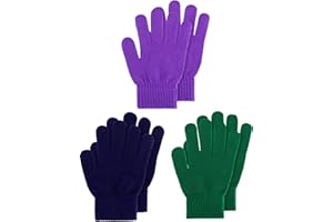 Geyoga 3 Pares Guantes de Punto de Invierno Elásticos Tejidos de Niño