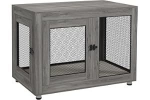 PawHut Hundekäfig Möbel mit 2 Türen waschbaren Kissen Moderne Stahl Hundebox für Zuhause Indoor Hundehütte für große Hunde bis zu 30 kg Hundehaus 94x60x71,5 cm Grau