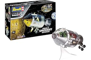 Revell- Apollo 11 Spacecraft w/Interior, Escala 1:32 Kit de Modelos de plástico, Color Plata (03703)
