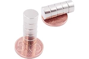 Brudazon | 15 Mini Imanes Discos 10x5mm | N52 Nivel más Fuerte - Los imanes de neodimio Ultra Fuertes | Imán del Poder para la Toma de Modelo, Foto, Pizarra Blanca | Pequeño, Redondo y Extra Fuerte