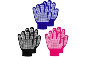 SATINIOR 3 Pairs Kids Anti Skid Warm Stretchy Knit Gloves - Winter Full Finger Knitted Gloves
