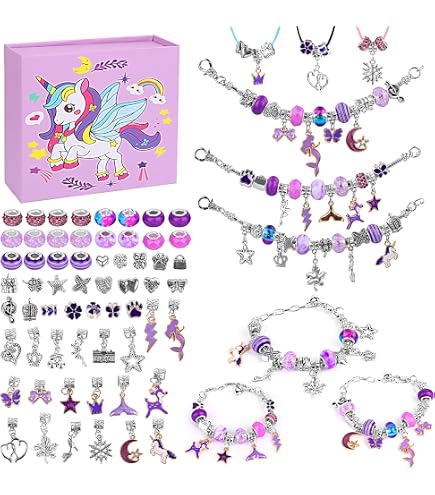 Miya Charm Armband DIY Set – 3 Silberketten, 45 Perlen & Anhänger, Geschenk Für Mädchen Ab 6 Jahren
