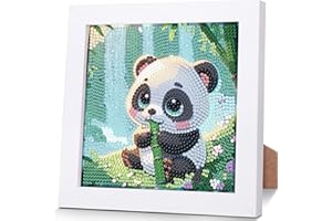 luckyarina Panda Diamond Painting Kinder mit Rahmen- Tiere Diamant Painting Bilder kinder, 5D Diamond Painting für 8 9 10 11 Jahre 18X18CM
