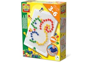 SES Creative Mosaic Board Compact – 100 Colourful Pins, Reusable Peg Set for Toddlers & Kids Age 3+, Fine Motor Skill Toy for Early Learning