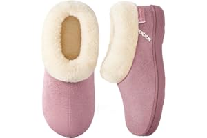 EverFoams Women's Microsuede Fuzzy Plush Lined Slippers with Cosy Memory Foam