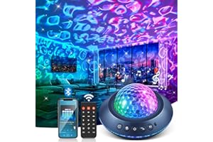 COOLNIGHT Lux Ocean Lampe, 45Lichtmodi Ozean Lampe Led Ocean Galaxy Projector, 15 White Noise Lux Ocean Lampe, HiFi Bluetooth Lautsprecher Ocean Lamp Wasserwellen Lampe Sternenhimmel Projektor Kinder