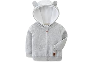 KIDDLETOWN Baby Hooded Jacket, Warm Children's Cartoon Bear Zip Outwear, Unisex Baby Hooded Sweater Jacket, Cotton Hoodie 0-24 Months