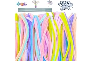 TAIXING 200 Pcs Multi Color Pipe Cleaners for Craft Set, Craft Pipe Cleaners DIY Materialset, Bending Plush Chenille Wire Pipe Cleaner for Children for DIY Crafts and Decorating, 7 Colors, 30cm x 6mm