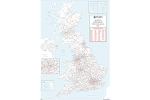 XYZ MAPS UK White Postcode Area Medium Wall Map (AR4) - 23.5" x 33.25" Laminated