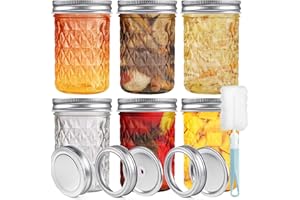YUEYEE Glass Mason Jars with Lids,Food Storage Jars 240ml for Homemade Food Preserving Jam,Honey Yogurt Christmas Gifts Jam Jars with Lids 18pcs Spare Lids 6 Pack