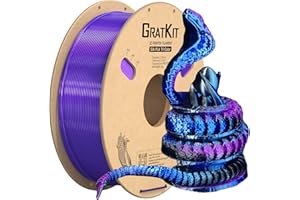 GratKit Filamento PLA Seda Tricolor, Coextrusion Filamento de Impresión 3D 1.75mm, -0.03mm, 1KG Carrete (2.2 LBS), Silk PLA azul y morado negro