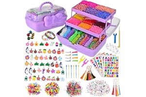Momo's Den 17000+ Loom Band Kit - 32 Vibrant Colors Loom Bands, Bracelet Making Set with Charms, Tools & 3-Layer Storage Box – DIY Arts & Crafts Gift for Girls & Boys