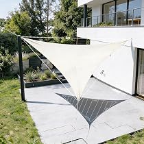 HAIKUS Sonnensegel Wasserdicht Dreieckig 3x3x3m Sonnenschutz Wasserabweisend Premium PES Polyester mit UV Schutz für Balkon Garten Terrasse Creme