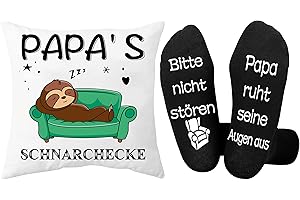 Rebundex Papa Geschenk Geburtstag Vatertagsgeschenk Geschenke für Papa Faultier Geschenk Vatertag für Bester Papa Socken Kissenbezug 45x45