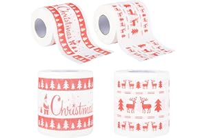 GLAITC Carta igienica, 4 rotoli di carta igienica natalizia Carta igienica divertente novità Bagno di casa Carta igienica Rotoli di carta igienica natalizia per feste di Natale Regali ecoration