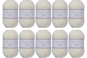 Utopia Crafts JOY Uni Strick- und Häkelgarn, Weich, Pflegeleicht, 100% Polyacryl, 10x 50 g Knäuel, 150m (Elfenbein)