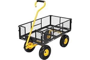 ‎VIVOHOME VIVOHOME Garden Trolley with Removable Sides Hand Trolley up to 400 kg Robust Garden Trolley with 4 Inch Pneumatic Tyres Transport Trolley with 180° Rotatable Handle for Garden Camping Festival