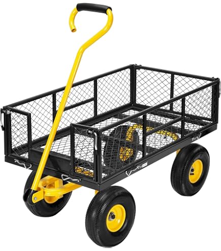 Chariot De Jardin 4 Roues Pliable 350 Kg - Transport Tout Terrain Pour Bois, Courses, Plage